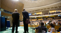 Mahmoud Abbas, President of the Palestinian Authority, waits to speak to UN General Assembly, September 23, 2011. UN Photo/Mark Garten